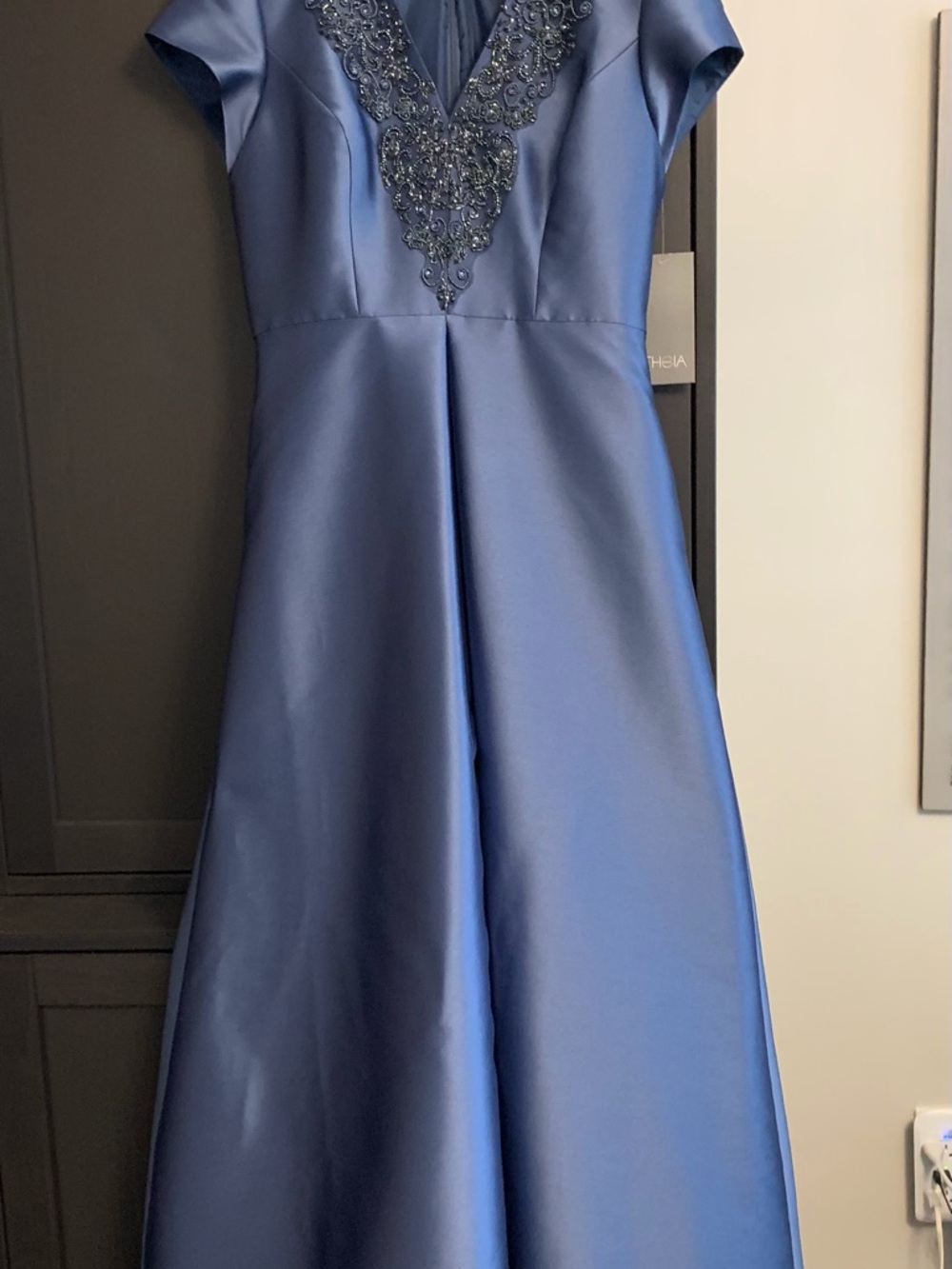 Theia Blue Sequinned Cocktail Dress